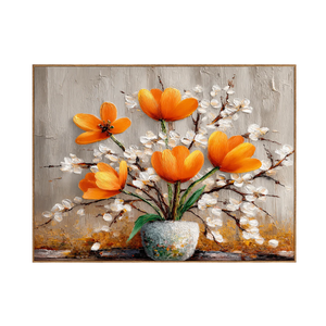 Amber Poppies Textured Floral Wall Art | OILDECO