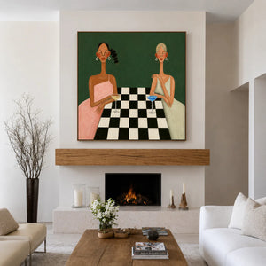 Checkered Table Companions Figurative Wall Art styled interior scene 1 | OILDECO