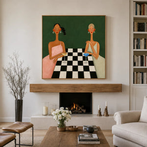 Checkered Table Companions Figurative Wall Art styled interior scene 2 | OILDECO