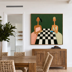 Checkered Table Companions Figurative Wall Art styled interior scene 3 | OILDECO