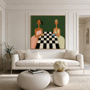 Checkered Table Companions Figurative Wall Art styled interior scene 4 | OILDECO