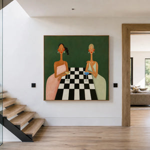 Checkered Table Companions Figurative Wall Art styled interior scene 5 | OILDECO