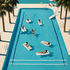 Poolside Leisure Aerial Wall Art artwork view | OILDECO