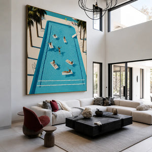Poolside Leisure Aerial Wall Art styled interior scene 1 | OILDECO