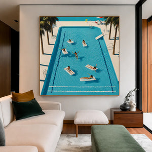 Poolside Leisure Aerial Wall Art styled interior scene 3 | OILDECO