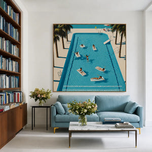 Poolside Leisure Aerial Wall Art styled interior scene 4 | OILDECO