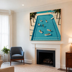 Poolside Leisure Aerial Wall Art styled interior scene 5 | OILDECO