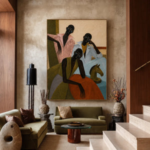 Gathered Voices Modern Figurative Wall Art styled interior scene 1 | OILDECO