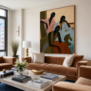 Gathered Voices Modern Figurative Wall Art styled interior scene 2 | OILDECO