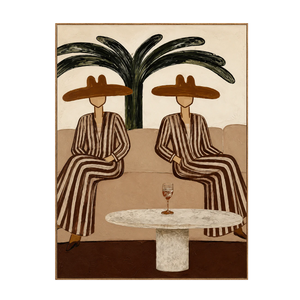Palm Shade Conversation Folk Wall Art | OILDECO