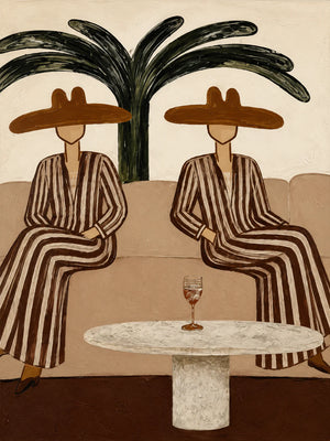 Palm Shade Conversation Folk Wall Art artwork view | OILDECO