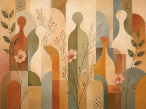 Meadow Rhythm Mid Century Botanical Wall Art artwork view | OILDECO