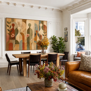 Meadow Rhythm Mid Century Botanical Wall Art styled interior scene 4 | OILDECO