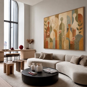 Meadow Rhythm Mid Century Botanical Wall Art styled interior scene 5 | OILDECO