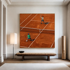 Clay Court Rally Tennis Wall Art styled interior scene 1 | OILDECO