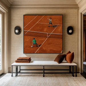 Clay Court Rally Tennis Wall Art styled interior scene 3 | OILDECO