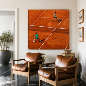 Clay Court Rally Tennis Wall Art styled interior scene 4 | OILDECO
