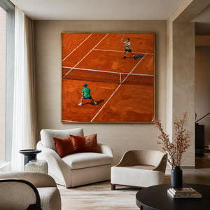 Clay Court Rally Tennis Wall Art styled interior scene 5 | OILDECO