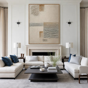 Quiet Weave Neutral Textured Wall Art styled interior scene 2 | OILDECO