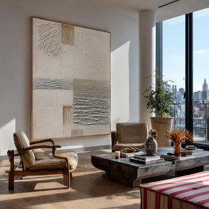 Quiet Weave Neutral Textured Wall Art styled interior scene 5 | OILDECO