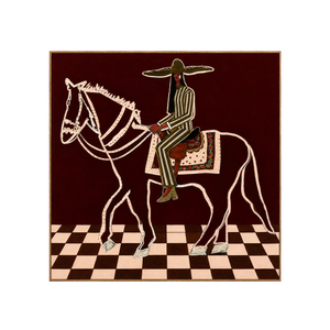 Checkered Trail Horse Rider Folk Wall Art | OILDECO