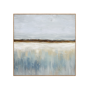 Misty Shoreline Blue Abstract Wall Art | OILDECO
