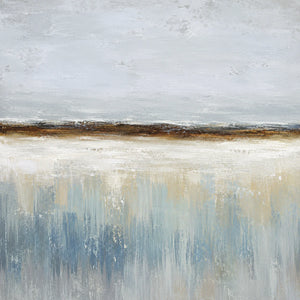 Misty Shoreline Blue Abstract Wall Art artwork view | OILDECO