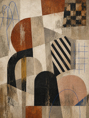 Bauhaus Arches Vintage Geometric Wall Art artwork view | OILDECO