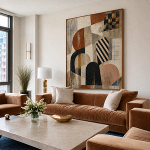 Bauhaus Arches Vintage Geometric Wall Art styled interior scene 2 | OILDECO