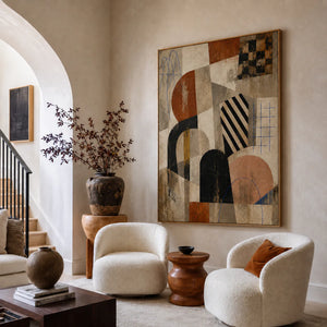 Bauhaus Arches Vintage Geometric Wall Art styled interior scene 3 | OILDECO