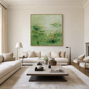 Spring Meadow Green Floral Wall Art styled interior scene 4 | OILDECO