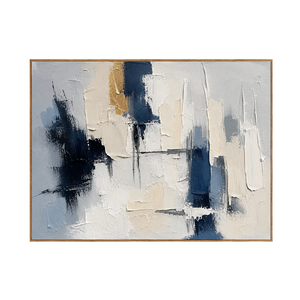 Navy Fragments Textured Abstract Wall Art | OILDECO