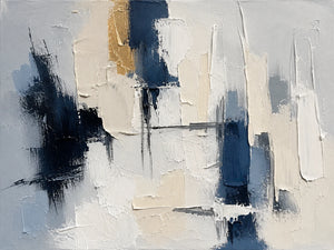 Navy Fragments Textured Abstract Wall Art artwork view | OILDECO
