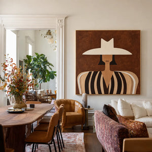 Wide Brim Portrait Folk Wall Art styled interior scene 1 | OILDECO