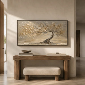 Windlit Tree Botanical Wall Art styled in a contemporary entryway | Oildeco