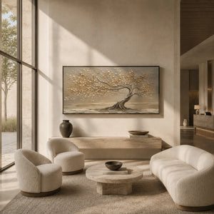 Windlit Tree Botanical Wall Art shown in a quiet home office | Oildeco