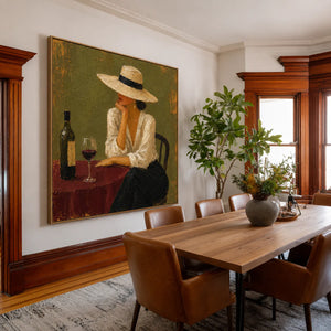 Evening at the Wine Table Figurative Wall Art styled interior scene 3 | OILDECO