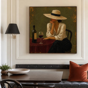 Evening at the Wine Table Figurative Wall Art styled interior scene 4 | OILDECO