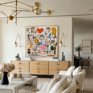 Playful Heart Graffiti Wall Art styled interior scene 1 | OILDECO