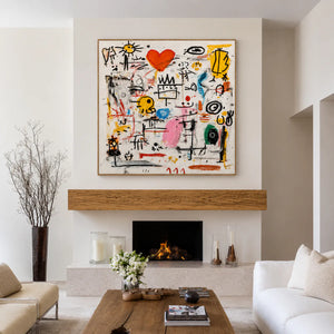 Playful Heart Graffiti Wall Art styled interior scene 2 | OILDECO