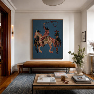 Blue Rodeo Riders Wall Art styled interior scene 1 | OILDECO