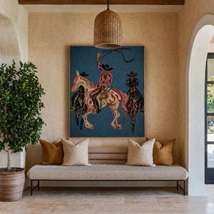 Blue Rodeo Riders Wall Art styled interior scene 3 | OILDECO