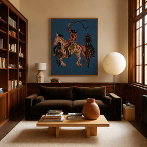 Blue Rodeo Riders Wall Art styled interior scene 4 | OILDECO
