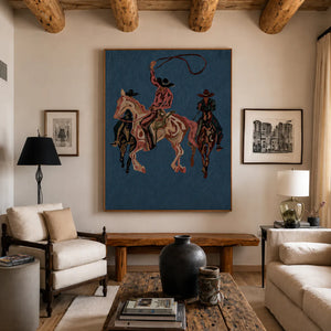 Blue Rodeo Riders Wall Art styled interior scene 5 | OILDECO