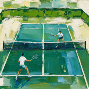 Sunlit Tennis Court Wall Art artwork view | OILDECO