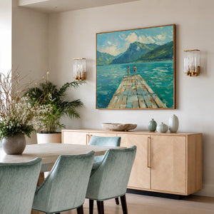Sunlit Tennis Court Wall Art styled interior scene 4 | OILDECO