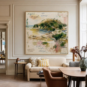 Poetic Green Landscape Wall Art styled interior scene 1 | OILDECO