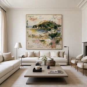 Poetic Green Landscape Wall Art styled interior scene 3 | OILDECO