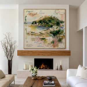 Poetic Green Landscape Wall Art styled interior scene 4 | OILDECO
