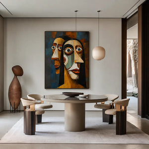 Three Faces Cubist Wall Art styled interior scene 3 | OILDECO